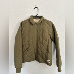 North Face Olive Green Puffer Sherpa Jacket